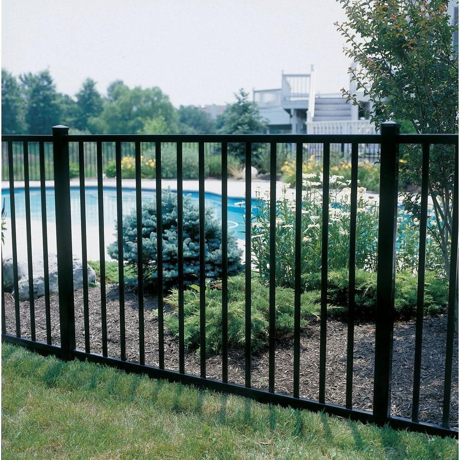 Aluminum fence section being installed
